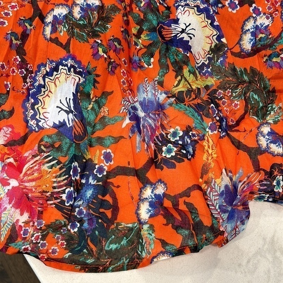 Chelsea&Theodore Peasant Maxi Dress Voile Red Multi Adjustable Neckline 3X Boho - Picture 13 of 16